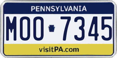 PA license plate MOO7345