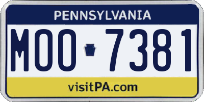 PA license plate MOO7381