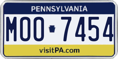 PA license plate MOO7454