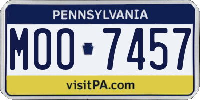 PA license plate MOO7457