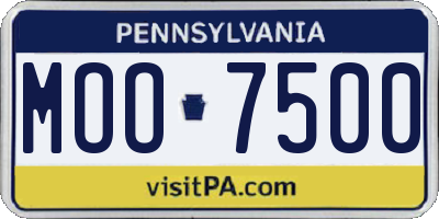 PA license plate MOO7500