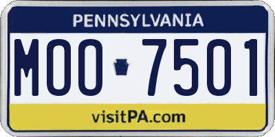 PA license plate MOO7501