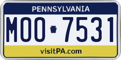 PA license plate MOO7531