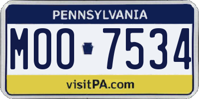 PA license plate MOO7534