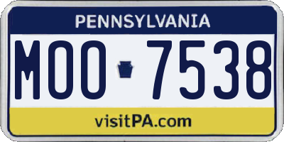 PA license plate MOO7538