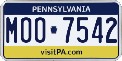 PA license plate MOO7542