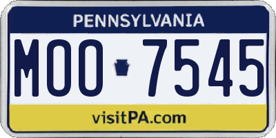PA license plate MOO7545