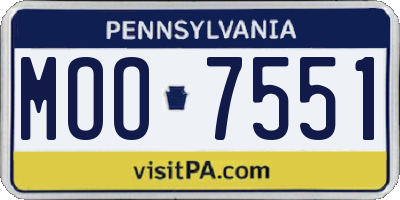 PA license plate MOO7551