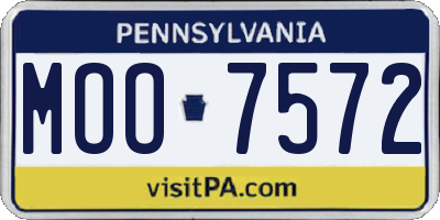 PA license plate MOO7572