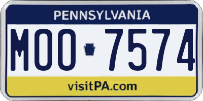 PA license plate MOO7574