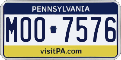 PA license plate MOO7576