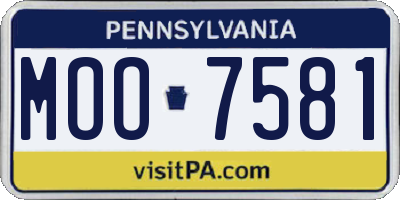 PA license plate MOO7581