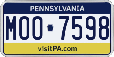 PA license plate MOO7598