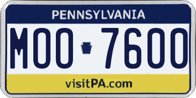 PA license plate MOO7600