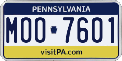 PA license plate MOO7601