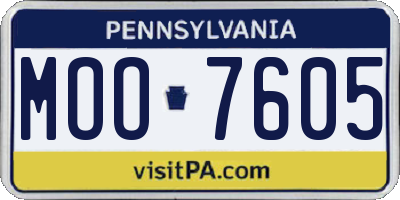 PA license plate MOO7605
