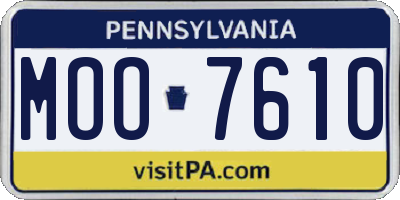 PA license plate MOO7610