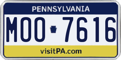 PA license plate MOO7616