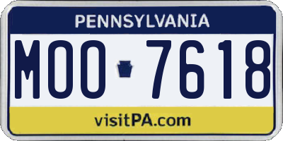 PA license plate MOO7618