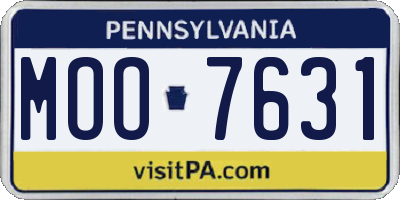 PA license plate MOO7631