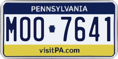 PA license plate MOO7641