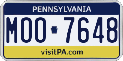 PA license plate MOO7648