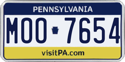 PA license plate MOO7654