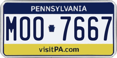 PA license plate MOO7667