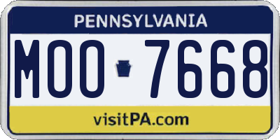 PA license plate MOO7668