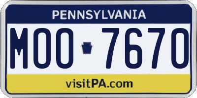 PA license plate MOO7670