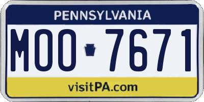 PA license plate MOO7671