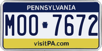 PA license plate MOO7672