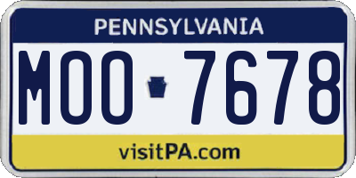 PA license plate MOO7678