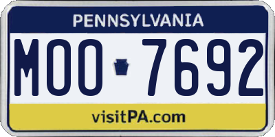 PA license plate MOO7692