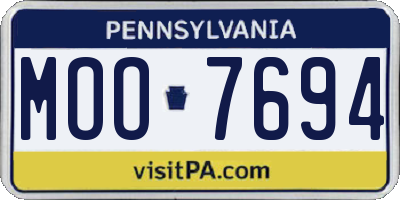 PA license plate MOO7694