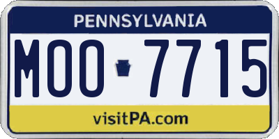 PA license plate MOO7715