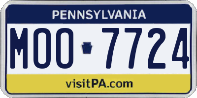 PA license plate MOO7724