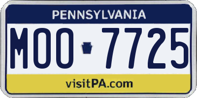 PA license plate MOO7725