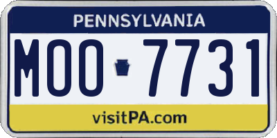 PA license plate MOO7731