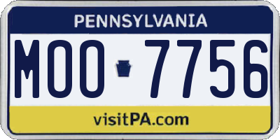 PA license plate MOO7756