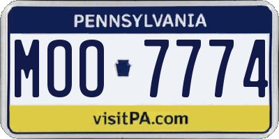 PA license plate MOO7774