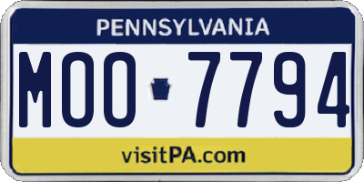 PA license plate MOO7794