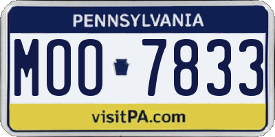 PA license plate MOO7833