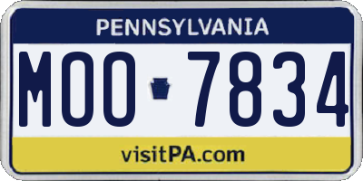PA license plate MOO7834