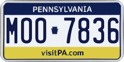 PA license plate MOO7836