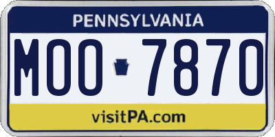PA license plate MOO7870