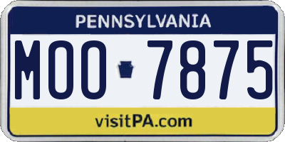 PA license plate MOO7875