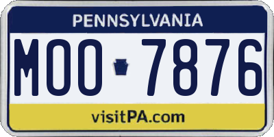 PA license plate MOO7876