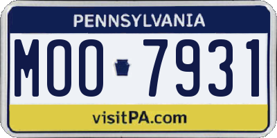 PA license plate MOO7931