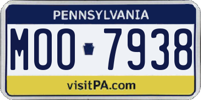 PA license plate MOO7938